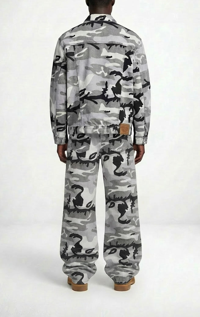 Double Dose Denim Snow Camo Jeans