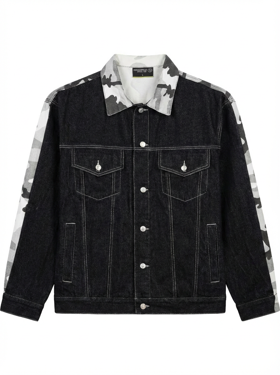 Double Dose Denim Snow Camo Jean Jacket