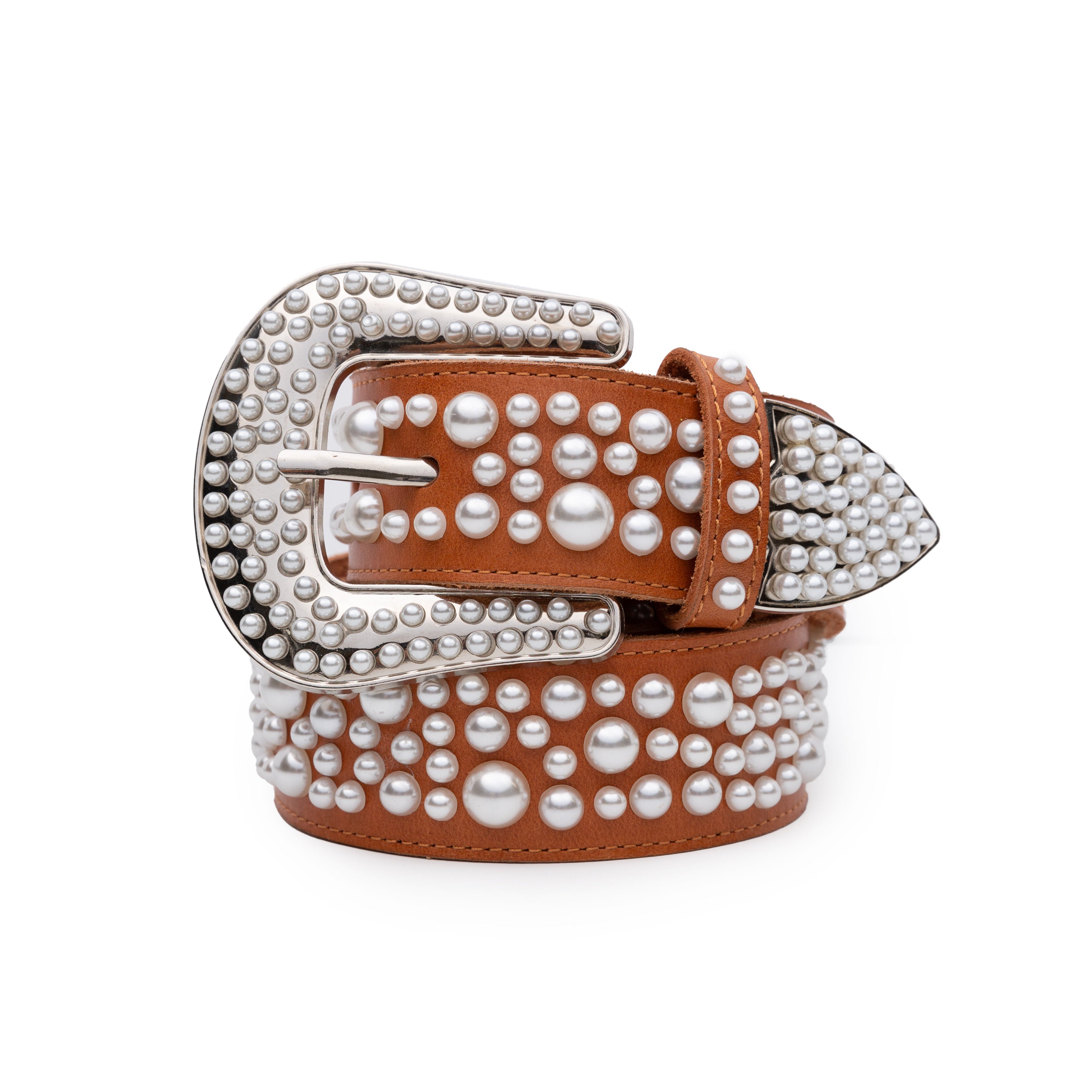 Brown Pearl Stud Belt