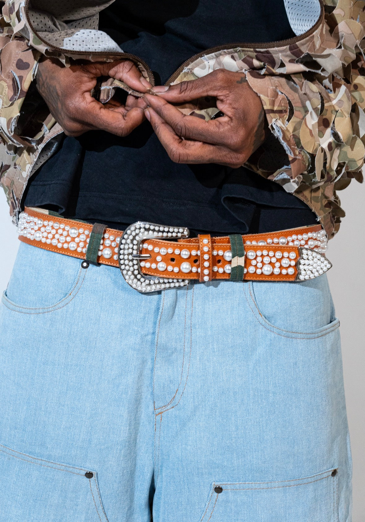 Brown Pearl Stud Belt