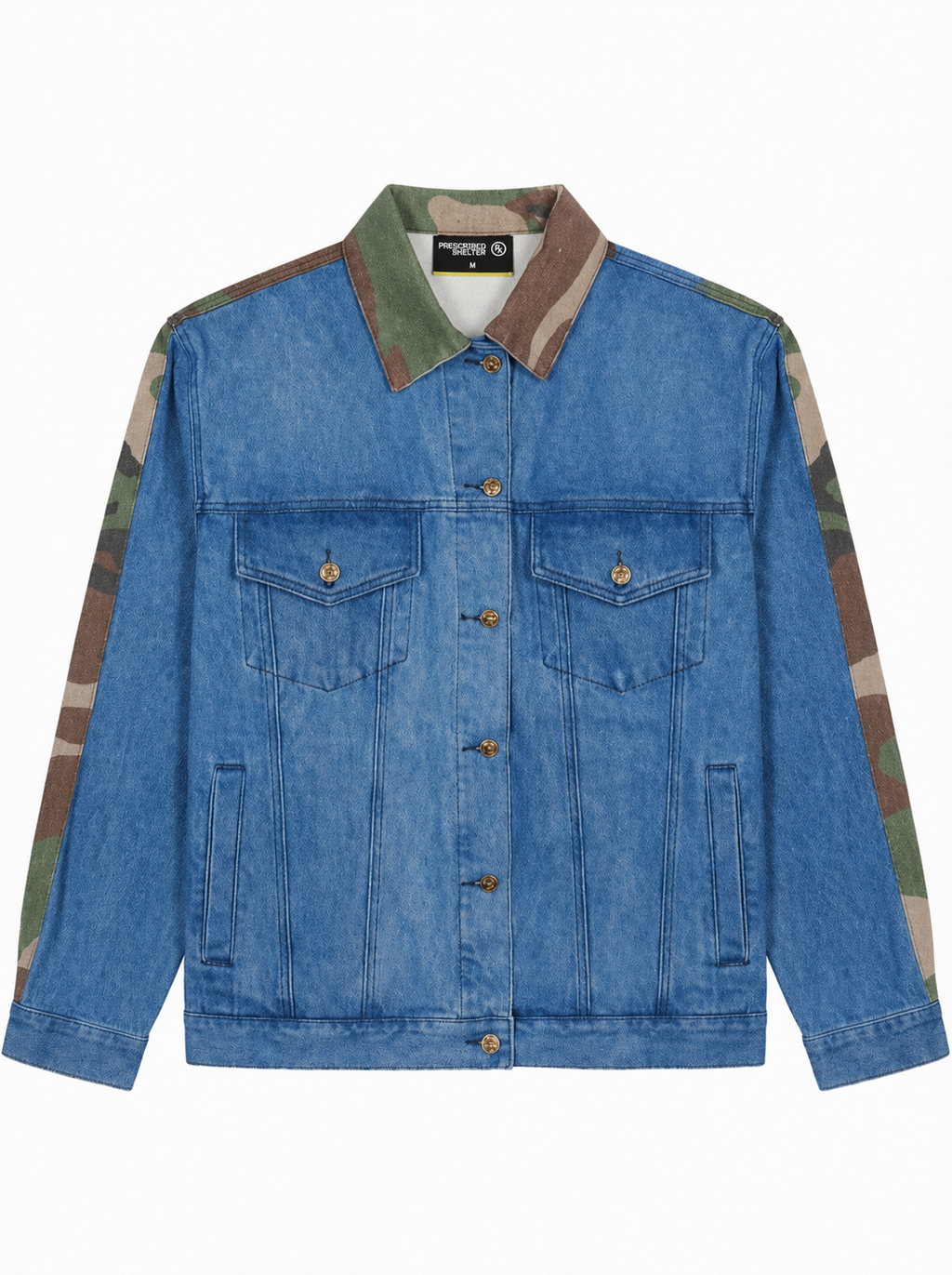 Double Dose Denim Woodland Camo Jean Jacket