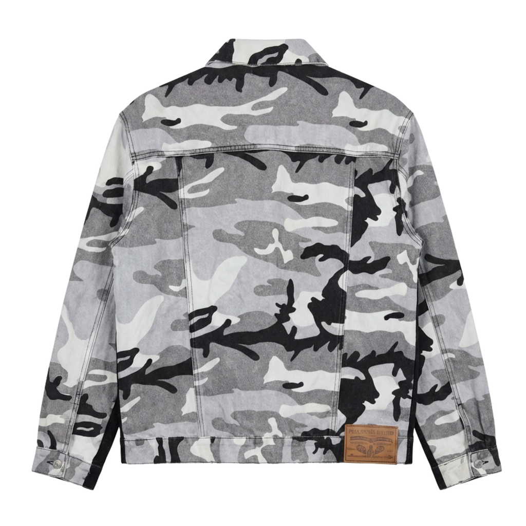 Double Dose Denim Snow Camo Jean Jacket